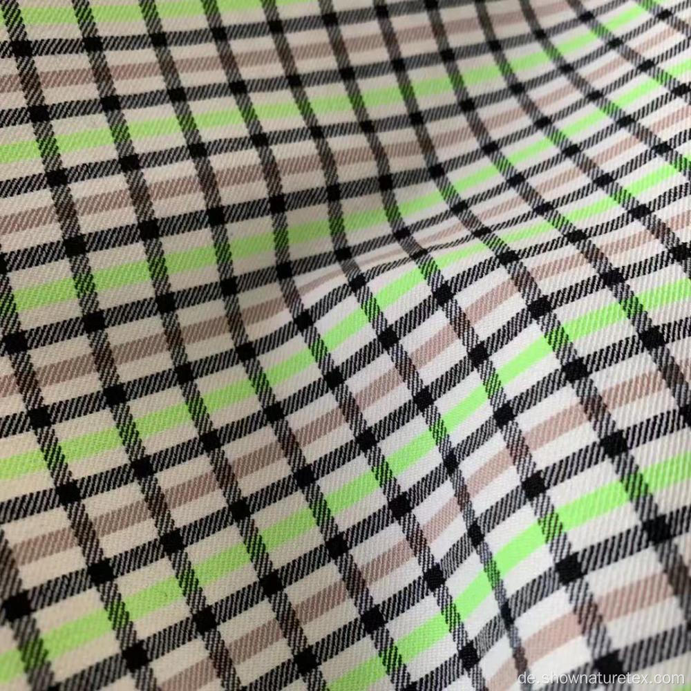 Polyester Viscose Checks High Stretch Stoff