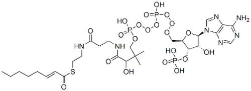 S-[2-[3-[[4-[[[(2R,3S,4R,5R)-5-(6-aminopurin-9-yl)-4-hydroxy-3-phosphonooxyoxolan-2-yl]methoxy-hydroxyphosphoryl]oxy-hydroxyphosphoryl]oxy-2-hydroxy-3,3-dimethylbutanoyl]amino]propanoylamino]ethyl] (E)-oct-2-enethioate CAS 10018-94-7