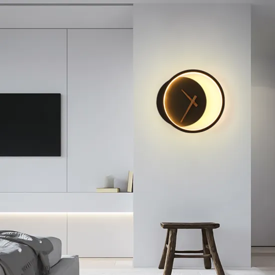 Minimalist LED Wall Lamp with Creative Hanging Clock for Living Room - Nordic Design