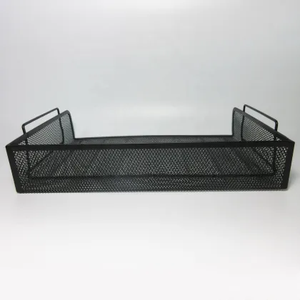 Black Wire Mesh Desk Organizer - 2 Tier Metal File Tray