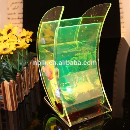 Custom Moon Shaped Light Green Acrylic Fish Bowl Aquarium