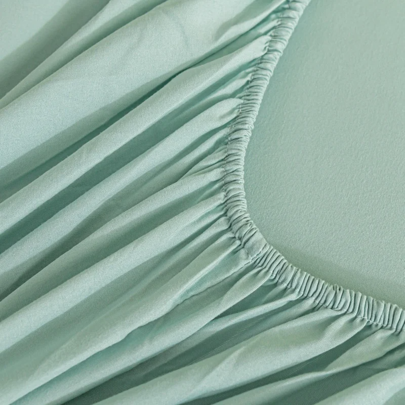 Cotton Fitted Sheet Solid Color with Elastic Band for Double, King, Queen Beds