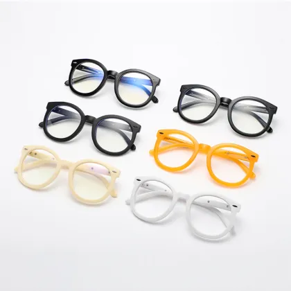 BLONGU Retro Round Frame Blue Light Ray Blocking Glasses