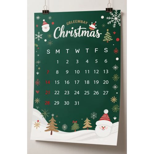 Christmas-Themed Calendar with Week Numbers