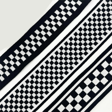 Cinta de nylon a cuadros en blanco y negro cinta elástica en anchos de 32-53 mm