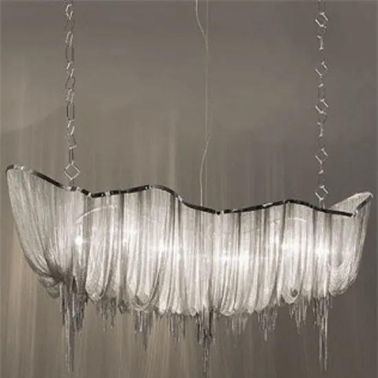 Luxury Modern Chrome Aluminum Chain Tassel Chandelier Pendant Lamp