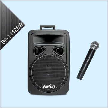 Portable Powered Amplifier Speaker With MP3 Player and Wireless Microphone