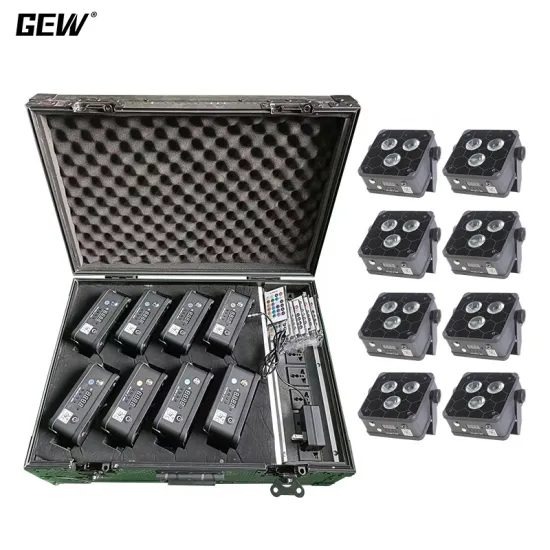 GEVV 8 Pcs 3*18W Battery-Powered Wireless DMX LED Uplight Par Can Light Kit with Charging Flight Case