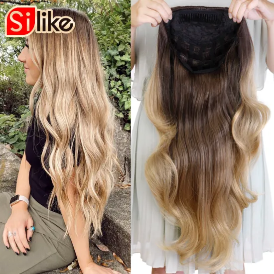 Half Wig Long Big Wavy 3/4 Wigs 24 inch Clip in Hair Extension 210g  Wigs with Comb For Women  Synthetic hair extension