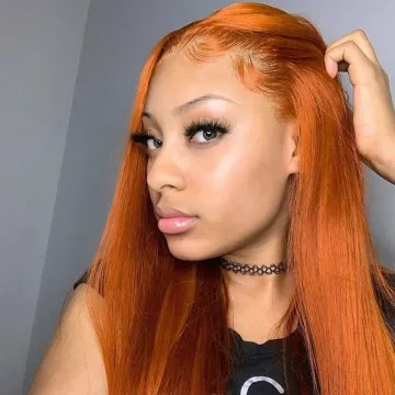 Megalook Ginger Color Orange Lace Frontal Wig Transparent Lace Human Hair wig