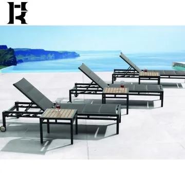 Outdoor Sunbed Pool Chaise Lounge - Foshan Factory Hot Sale Black Metal Lounger Chair