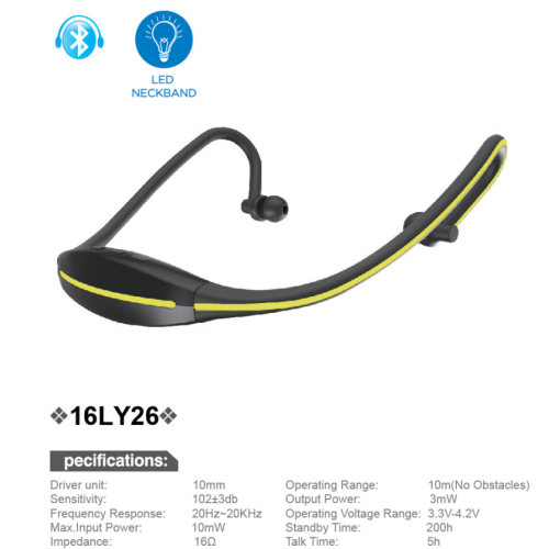 Behind The Neck Bluetooth Sports Headphones with Flashing