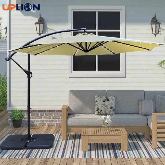 Solar Panel Umbrella with LED Lights for Outdoor Use
