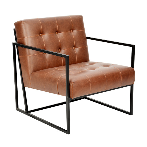 Vente chaude durable Salon personnalisé Meubles Salon moderne Chaise en cuir Chaise de loisirs en cuir avec jambe en métal