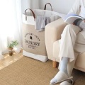 Folding Printing Cotton Canvas Eco-Friendly storage basket Hamper Laundry Basket With Handles