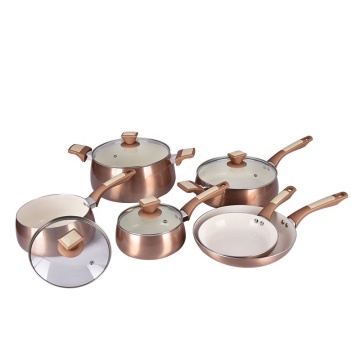 Set di pentole in alluminio con rivestimento in ceramica con rame - 10 pezzi