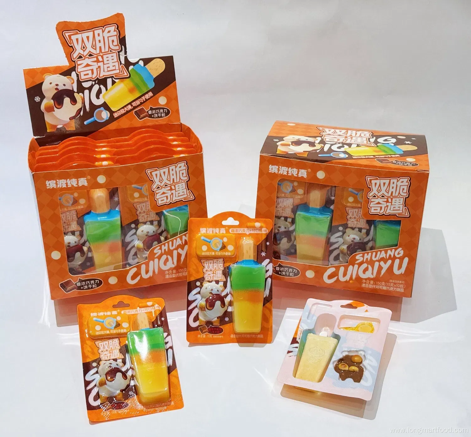 Popsicle-Shaped Filled Ice Cream Candy Biscuit and Chocolate