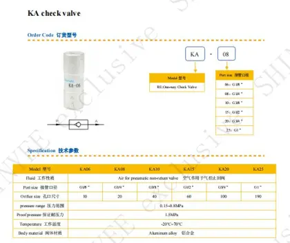 SHINYEEP Pneumatic Solenoid Core Valve: Popular Models KA-06, KA-08, KA-10 - Ideal for Cable Pressure Valve and Automatic Pilot Systems