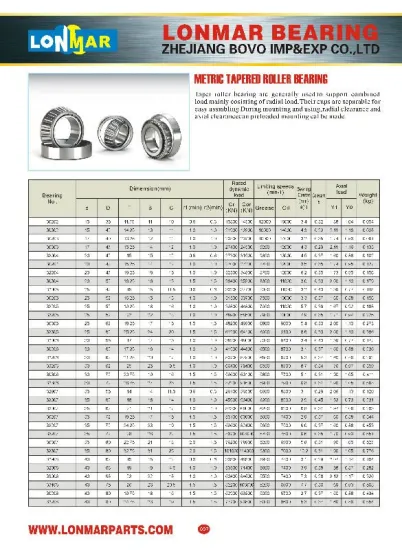 01 METRIC TAPERED ROLLER BEARING 30202 30302 30203 30303 32004 30204 32204 30304