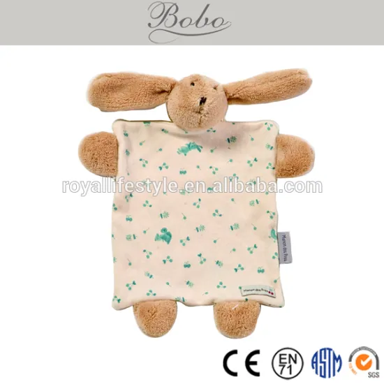 cotton lovie blanket with plush stuffed bunny rabbit toy