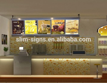 2015 wall mounted advertising illuminated led menu board for Milk-tea shop