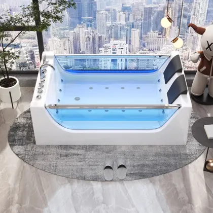 Modern Luxury Double Person White Acrylic Indoor Whirlpool Jacuzzi Tub