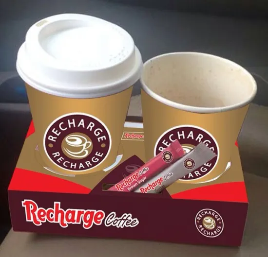 Disposable paper cup holder with 2 cups and 4 cups