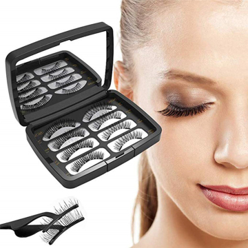 1 Set Magnetic Eyelashes 3D Magnetic Lashes Natural False Eyelashes 2/ 3 Magnet Lashes with Eyelash Applicator Tweezers Makeup