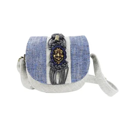 Handmade Woven Linen Peking Opera Mask Crossbody Bag