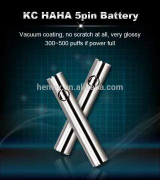 High quality vacuum coating battery KC HAHA 5 pin passthrough evod battery made in China