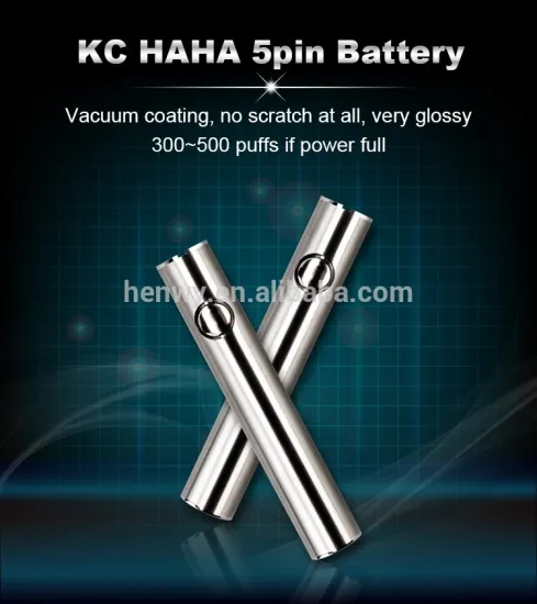 High quality vacuum coating battery KC HAHA 5 pin passthrough evod battery made in China