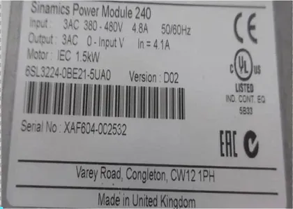 6SL32240BE21-5UA0 Siemens 1.5kw Power Module 240