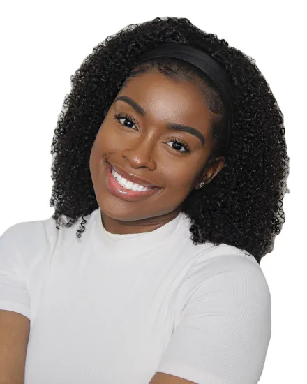 Headband Wigs Top Virgin Kinky Curly 150% Density Natural Color Human Hair For Black Women Machine Made Wig Wholesale Vendors