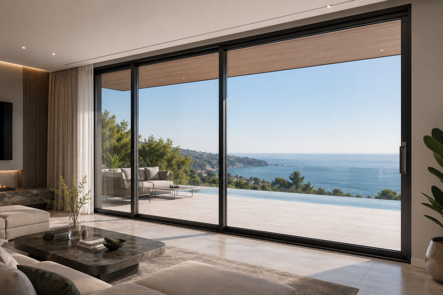 Large Aluminum Sliding Glass Door in a Modern