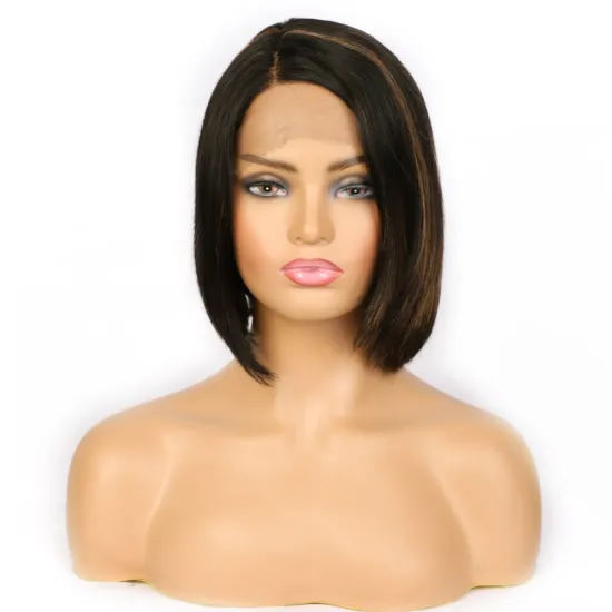 Aisi Hair Cheap Vendors  Black Mixed Brown Bob Short Highlight Low Price Brazilian Straight Lace Wig 100% Human Hair