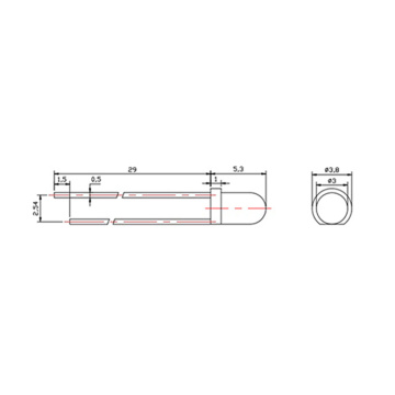 3mm 940nm LED 0.2W 20-Degree Water Clear Lens