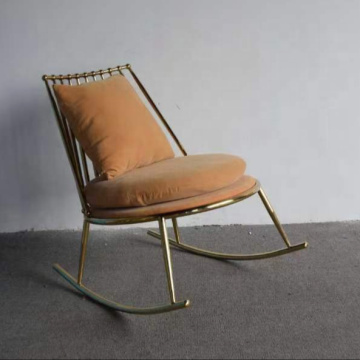Cadeira de lazer colorida Sala de estar de aço inoxidável Novo balanço moderno mobília dourada de mobília de metal cadeira de jantar ajustável (altura)