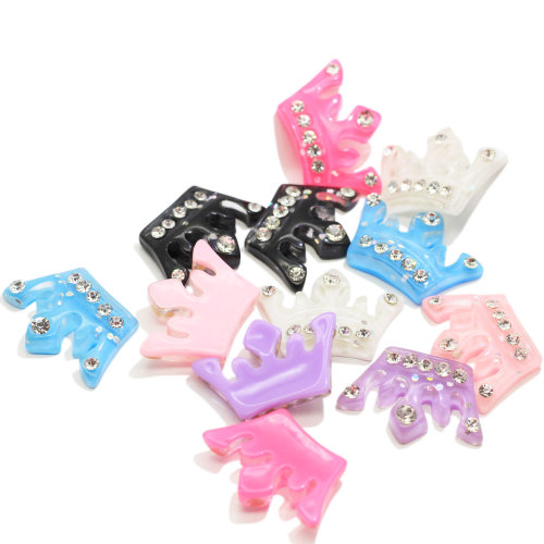 100pcs Cute Mix Colors Resin Shiny Rhinestone Crown Flatback Cabochon DIY Hair Bow Center Decoration