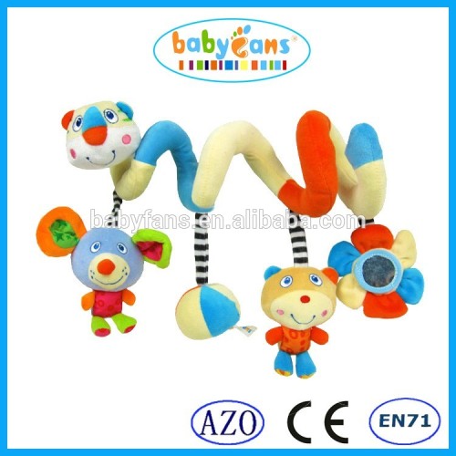 EN71 animals baby plush toy long soft musical toys with mirror