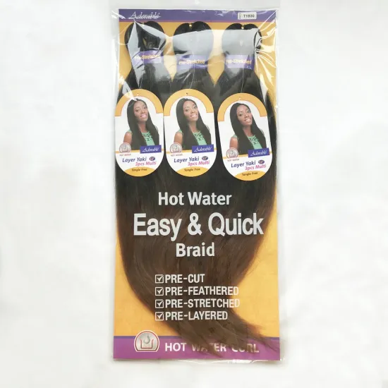 pre-streched braiding Flame Retardant fiber,hot water set braids,curl,locs,yaki wave synthetic hair weave EZ braids two tone