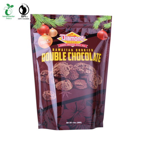 Biodegradável Ziplock Stand Up Snack Pouch Para biscoitos alimentícios, frutas secas