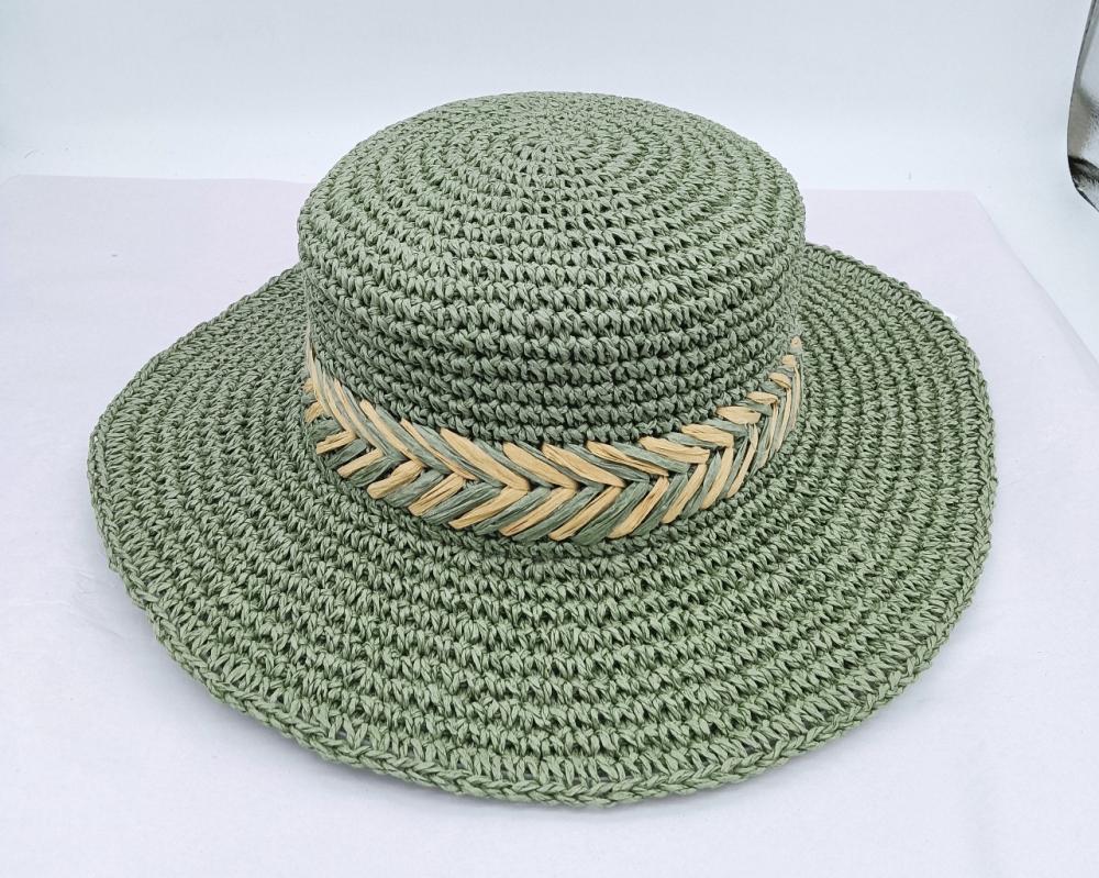 Crochet Flat Top Paper Sombrero para mujeres