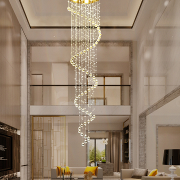 Modern European LED Chandelier Crystal Spiral Ceiling Light for Hotel Villa Living Room