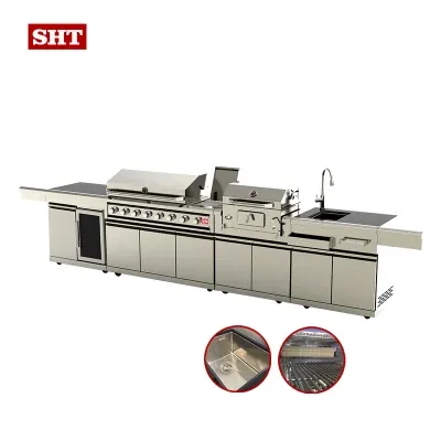 Commercial High Quality Gas Grill Outdoor Kitchen Smokeless with Sink