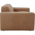 Cognac Rivet Modern Bench Seat Leather Sofa Couch