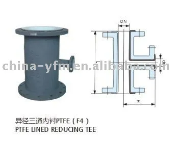 PTFE Lining reducing tee concentric pipeline