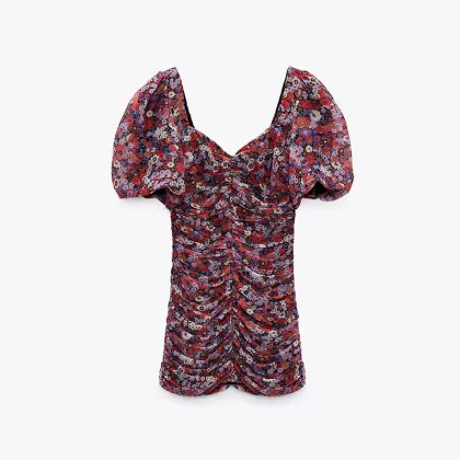 2022 lady dress Printed pleated dress lady dress