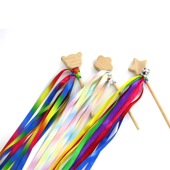 2022 Design: Baby Magic Stick Teething Rattle with Rainbow Ribbon Bells Wand, Wooden Ribbon Ring Toy - Montessori Sensory Development Plaything
