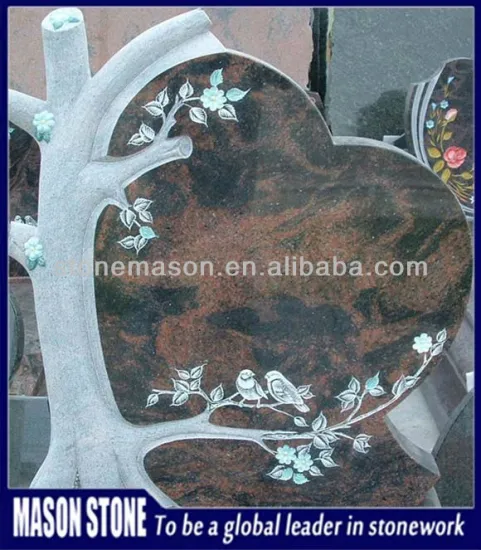 MASON Granite headstone tree carve