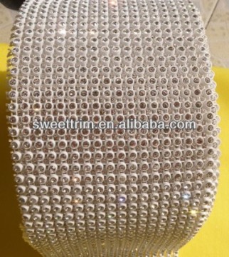 24rows plastic rhinestone mesh trimming,direct factory